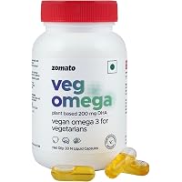 Zomato Veg Omega with 100% Plant Based Algae Oil | Supports Heart, Brain, Joint Health | Liquid Filled For High…