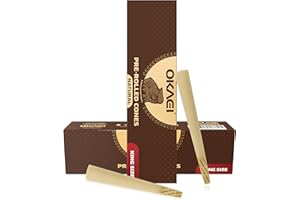 ‎OKAEI OKAEI Natural King Size Cones 100 Stück - vorgedrehte ungebleichte Hülsen aus Holzpapier, langsam brennend & vegan
