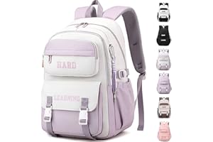 Waniki Schulrucksack Mädchen Junge Sport Rucksack Reisen Backpack Nylon Wasserdicht School Bag Laptop Schulranzen Leisure Rucksack Schule Suitable for School, Sports,Travel, Leisure（lila weiß）