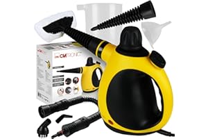 Clatronic® Dampfreiniger | entfernt Fett, Schmutz, Verunreinigungen | für Auto, Küche, Bad, Polster | chemiefrei | Steam Cleaner | 360° Dampfdüse | Handgerät mit 5 m Kabel & Zubehör | DR 3653