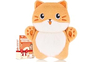 Hilph Microwave Heating Pad for Period Cramps Pain Relief, 10.2"x9" Cat Microwavable Moist Heat Pack Hot Compress for Neck, Back, Shoulders, Unscented Plush Heating Pad with Washable Cover