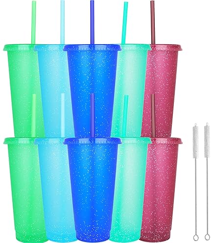 Farbwechselbecher Set Mit 5 Kirsch-Designs - Magische Kaltgetränkebecher Mit Deckel & Strohhalm, 710ml BPA-frei