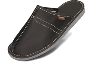 BeComfy Chaussures en Cuir Homme Pantoufles Semelle en Caoutchouc Noir Gris Marron Bleu 40 41 42 43 44 45 46 EU