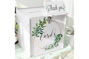 GUDELAK White Wedding Card Box with Lock, PVC Money Envelope Wedding Post Box for Cards, Gift Card Box for Reception Party Bridal Graduation Baby Shower Birthday Decor