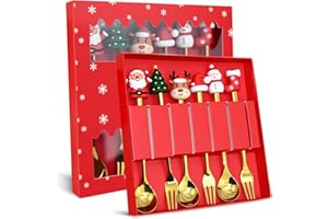 Arbolisse Weihnachtsgeschirr Set, Adventskalender Füllung Kinder, Nikolaus Geschenke Kinder, Weihnachtslöffel Tafelgabeln, Kaffee-Rührlöffel,Teelöffel, Dessertgabeln, mit Geschenkverpackung