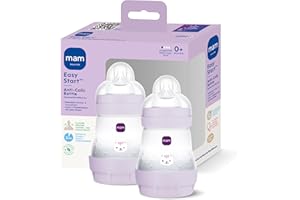 MAM Easy Start Anti-Colic Babyflasche | 0+ Mon | Milchflasche für Neugeborene | 94% Akzeptanz & 80% weniger Koliken | stillfreundliche Trinkflasche für Babys | Sauger Gr. 1 | 160ml | Katze | 2 Stk