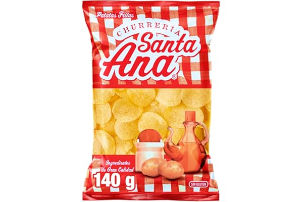 Santa Ana, Patatas fritas con sal estilo churrería, Producto de Aperitivo, Snack en bolsa individual de 140gr