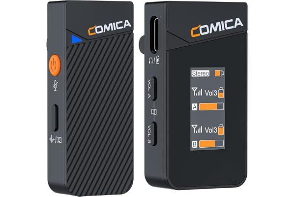 COMICA Vimo C1 Micro Cravate sans Fil, Suppression du Bruit et Mode de Sécurité,Microphones Lavalier Wireless 2.4Ghz pour iPhone/Android/DSLR Cameras/Computer/Live Streaming(1TX+1RX)