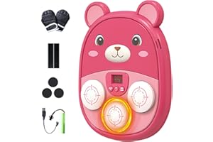 Yiijode Machine de Boxe Musicale, 2025 Nouvelle Petit Ours Boxe Mural Musique avec 3 Modes de Vitesse et d'entraînement, Mode de Comptage, Music Boxing Machine pour Enfant