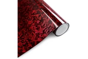 Arespark Red Forged Carbon Fiber Vinyl Wrap, High Gloss Car Wrap Vinyl Roll, Auto DIY Decal Film Sheet with Air Release Technology, Self-Adhesive Car Wrapping 30 x 150cm