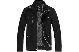 Wantdo Męska kurtka outdoorowa, lekka, bawełniana, kurtka na czas wolny, wojskowy, ładunek, kurtka cargo z zamkiem błyskawicznym, płaszcz ze stójką