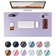 YSAGi Leather Desk Mat, Large Mouse Mat, Non-Slip Desk Pad, Waterproof PU Leather Table Protector Writing Pad for Office and Home (60 x 35 cm, Light Purple)