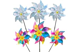 SORZLLUO 6 Stücke Vogelabwehr Reflektierende Windmühle, Taubenabwehr, Windmühle Balkon,Windräder Vogelabwehr, für Farm, Hofes, Garten, Obstgarten, Dach (Farbe-A)