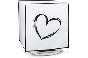 kwmobile Cover Protettiva Compatibile con Thermomix Bimby TM5 / TM6 - Copertina Antipolvere Cooking Blender Cuore Nero/Bianco