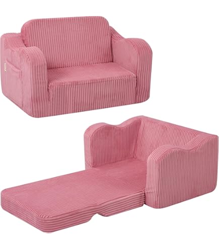 Baoblaze Kinder Sofa Mit Krone - Faltbarer Sessel Zum Liegen In Rosa