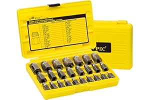 Topec 25Pcs-Double Head Screw Extractor Set, Newest Version 3/8” Drive 2-in-1 Functional Easy Out Bolt Extractor Set, Premium CR-MO Steel Rounded Bolt Remover