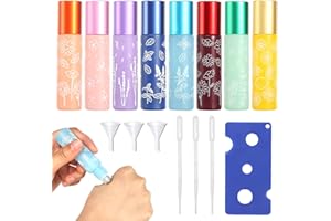 prota 8 Stück Roll on Flasche Leer mit Edelstahl Roller Ball, 10ml Glasflaschen für Ätherische Öle, Ätherische Öle Roller Flaschen mit Öffner Tropfer Trichter für Ätherisches Öl Parfüm Massage