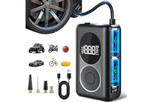 CIRCLIO Inflador Ruedas Coche 6000mAh 150 Psi, 5 Modos Compresor Aire Portatil, Compresor Aire Coche con Pantalla Digital, Inflador Electrico Bicicleta Para Motos, Bicicletas