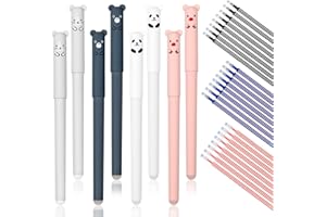 Ailvor Radierbarer Kugelschreiber, 8 Stück Tintenroller Radierbar mit 24 Nachfüllungen, Cartoon Löschbarer Stift, 0.35mm Erasable Pen Set für Studenten Geschenk, Schul Bürobedarf