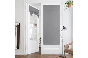 HOMEIDEAS Light Grey Blackout Door Curtains Privacy French Door Curtains, 26 X 68 Inch Room Darkening Curtains for Glass Door, Thermal Insulated Tie Up Shades Christmas for Bedroom, 1 Panel