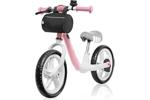 lionelo Arie running bike children bike up to 30 kg, saddle and handlebar adjustable, handbrake, 12 inch Eva, foam wheels, metal frame, footrest, bag, EN 71
