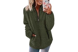 Nilimoph Pullover Damen Fleecepullover Teddyjacke Teddy Flauschiger Teddyfleece Jacke Kuschelpullover Winterjacke Fleecejacke Plüschjacke Kuscheljacke Kapuzenpullover Winter Mit Taschen Top