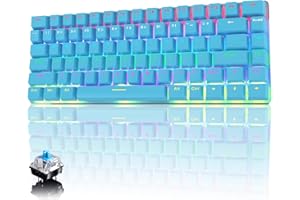 CROSS ZEBRA Tastiera Meccanica da Computer Gaming, USB Cablata 82 Tasti Anti-Ghosting Blu Switch, Arcobaleno Multicolore Illuminata Backlit, Keyboard Compatta Ergonomica