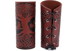 GORGECRAFT 2PCS Bracelet en Cuir avec Motif Arbre de Vie Brassards Poignet Protège-Bras Protège-Bras Tir à l'arc Boucle Brassards Unisexe Poignets en Cuir pour Hommes Femmes (Marron Noix de Coco)