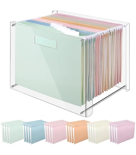 Acrylic Box RUSSELL+HAZEL Clear Acrylic File Box – Slim Organizer For ...