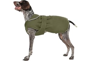 Kuoser Wasserdicht Hundemantel Hundejacke für Kleine Mittelgroße Hunde, Reflektierende Leinwand Wintermantel Große Hund Mantel Welpen Fleecejacke Wintermantel Hundeweste mit Gurtloch, XL Grün