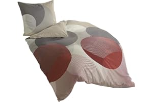 ‎BIERBAUM Bierbaum Bettwäsche 6155, Fein-Biber, Made in Germany, kiesel 12, 135 cm x 200 cm + 80 x 80 cm