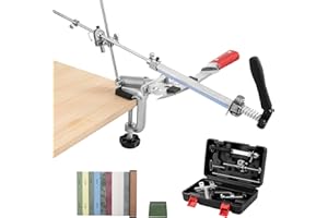 HSEAMALL RX-009 Aiguiseur de couteaux professionnel avec rotation à 360° et angle fixe Aiguiseur de précision avec pierre à aiguiser dans un coffret