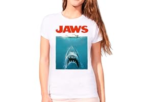 THE FAN TEE Camiseta de Mujer Varios Peliculas Divertidas Retro Tiburon Shark Jaws 017