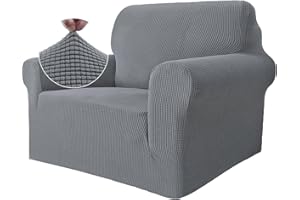 Ystyle Housse Canapé 1 Place avec Accoudoirs, Extensible Housses de Canapé, Universelle Housse Canape Protection Chat Chiens Griffures, Housse Fauteuil Antidérapante, Gris Clair