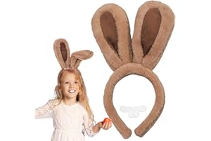 HarnyLoom Bunny Ears Headband Kids Adult, Easter Plush Rabbit Ears Headband Bunny Teeth Bunny Cosplay Costume Fancy Dress Up Accessories Easter Egg Hunt Decorations Party Spring Celebrations