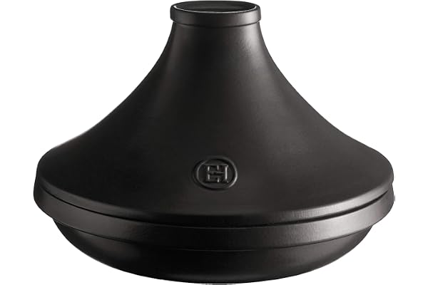 Emile Henry EH7A9567 Tajine en céramique 2L Delight, compatible induction, diam 26 cm, 4 à 6 pers, couleur Blanc/Noir, Ardoise
