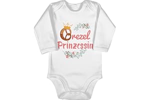 Shirtracer - Baby Body langarm Mädchen Junge - Kompatibel Oktoberfest Outfit - Brezel Prinzessin mit Blumen