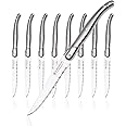 [Set of 8]Steak Knives,Silverware Set,Hailingshan 18/10 Stainless Steel Serrated Sharp Light Premium Dishwasher Safe Polished Table Dinner Cutlery Flatware Laguiole Steak Knives 23cm [Gift Box]-Silver