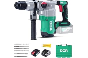 DCA Martello Perforatore a batteria 20V, 4,5 J e 3800 BPM, 4 pezzi da 28 mm SDS-Plus, trapano a Percussione ad alte prestazioni con controllo delle vibrazioni, batteria da 5,0 Ah, caricatore 4A