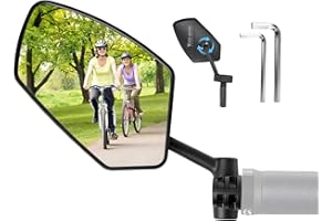 LINGHUANG Specchietto Bici con Vetro HD, Specchietto Retrovisore Bici, Specchietto Retrovisore Scooter Elettrico, Ruotabile di 360 ° Specchietto per Bicicletta, Specchio MTB Pieghevole, Sinistra