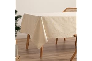 Gamusi Tovaglia Natale in jacquard, filo dorato, tavolo sala da pranzo rettangolare, decorazione natalizia 140 x 240 cm, colore: oro