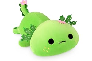 shownicer Peluche Axolotl - Kawaii Axolotl - Coussin en peluche - Cadeau pour enfants et filles de 3 ans - Cactus - 50 cm