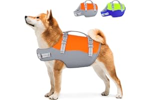 Siivton Dog Life Jacket: Ripstop Dog Life Vest - for Boating Swimming, Adjustable Reflective Life Jacket for Dogs with Buoyancy, Rescue Handle, Dog Swimming Jacket for Small Medium Large Dogs-XL