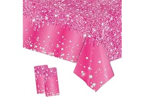 COSORO 2 Pezzi Brillante Tovaglia Plastica Rettangolare,137*274cm Sequins Tovaglia Antimacchia Impermeabile Rosa Accesso,Tovaglie per Festa Decorazione Desktop per Festa di Compleanno Matrimonio Natale
