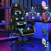 ALFORDSON Gaming Chair with Massage and LED, Ergonomic Gaming Chair with Telescopic Footrest, Lumbar and Cervical Cushion, Li