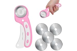 HIOSEYRE 45mm Rotary Cutter for Fabric with 5pcs Extra Blades, Rotary Cutter ，Rotary Cutter with Safety Lock for Fabric, Leather, Crafting, Sewing, Quilting, Fabric Rotary Cutter Perfect for Left & Right Hand