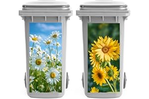 AFFEGIFTS Autocollants de Poubelle à Roulettes, 2pcs Autocollants de Fleur de Poubelle à Roulettes Auto - Adhésif Autocollants Pour Poubelles Roulettes pour Boîte, Réfrigérateur, Décoration Murale 38 * 82cm