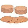 60pcs Coaster Cork Backing Sheets, Self-Adhesive Coaster Bottoms Cork Round Coaster Backed Mat Thin Soft Cork Pads for Coasters, Drinks, Home, Kitchen, DIY Crafts Supplies