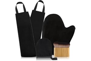 FUNAN Self Tanning Application Kit, 4-Piece Set with Back Applicator, Mini Mitt, Tanning Mitts and Ultra Soft Self Tanner Brush Bamboo Kabuki Brush, Black
