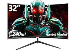 ‎GAWFOLK Gawfolk Gaming Monitor 32 Zoll 240Hz, Curved PC Bildschirm Full HD 1080P, Rahmenloses 1500R Gebogenes Computer Bildschirm mit FreeSync und Eye Care Technologie, unterstützt VESA